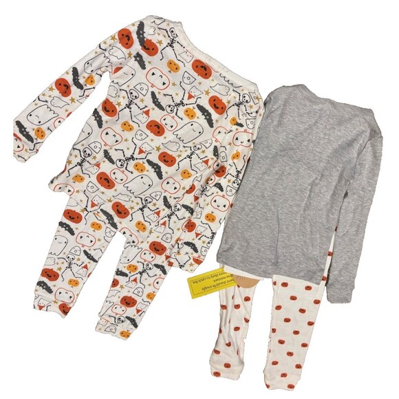 Chick Pea Toddler Kid's 2 Pair Halloween 4 PC PJ Set Fitted Pajamas 2T Pumpkins - Picture 3 of 3